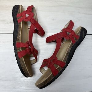 Teva Women’s Size 7 Ventura 6389 Red Leather Cork Wedge Strappy Sandal